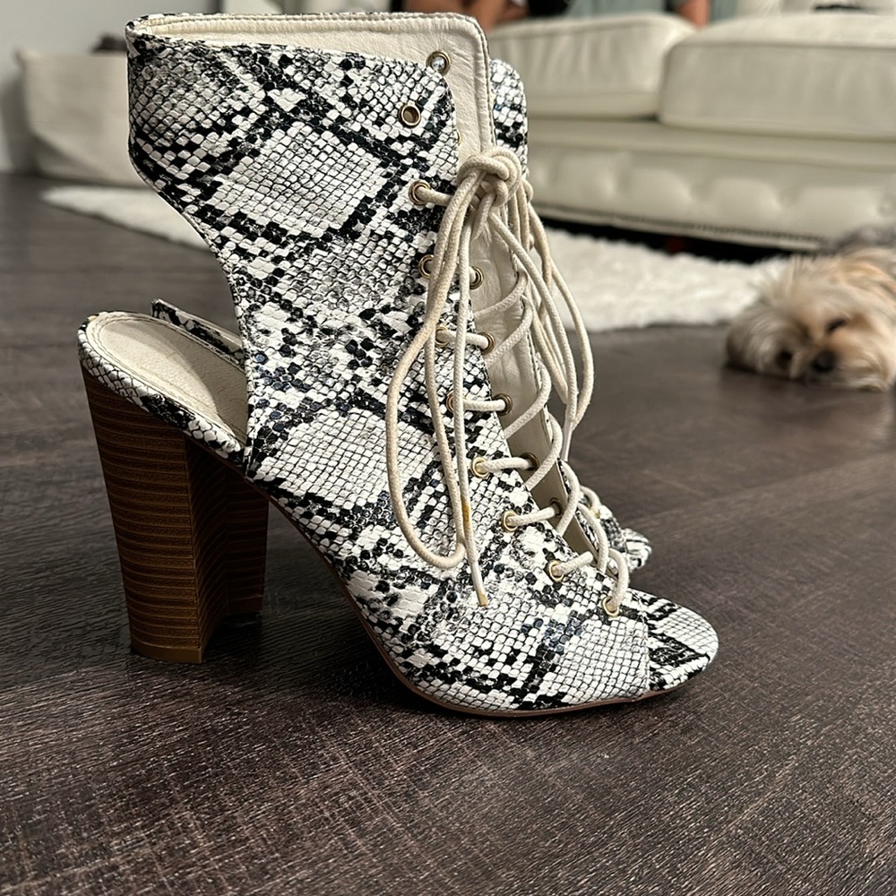 snake print heels